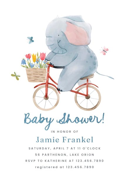 Happy elephant - baby shower invitation