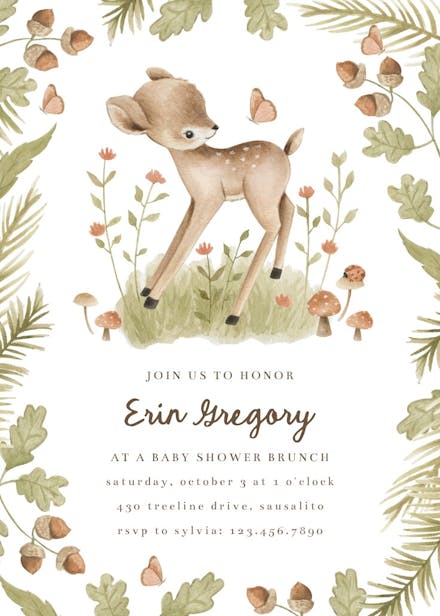 Happy fawn - baby shower invitation