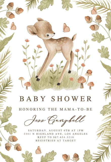 Happy fawn - Baby Shower Invitation