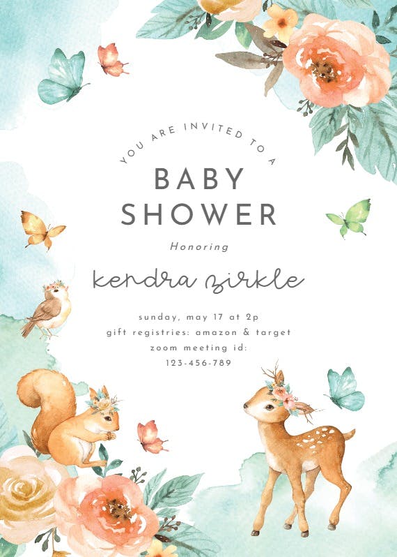 Happy forest -  invitación para baby shower