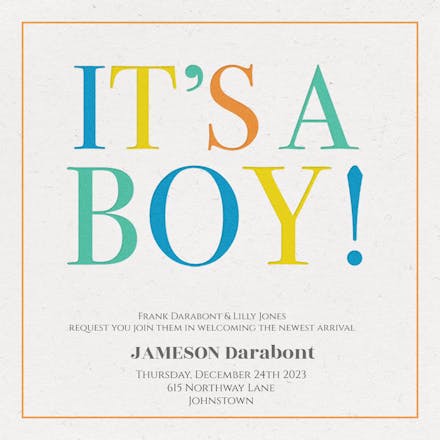 He is Here - Baby Shower Invitation