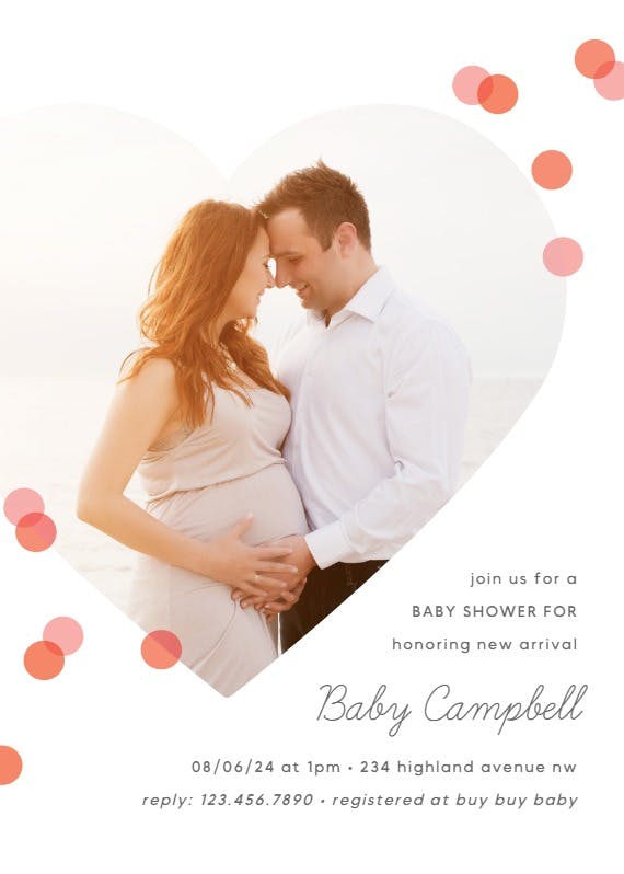 Heart & dots -  invitación para baby shower