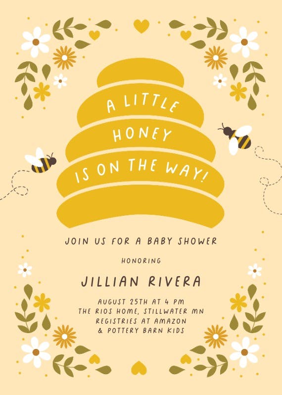 Honey bees -  invitación para baby shower