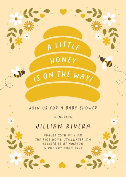 Honey bees - baby shower invitation