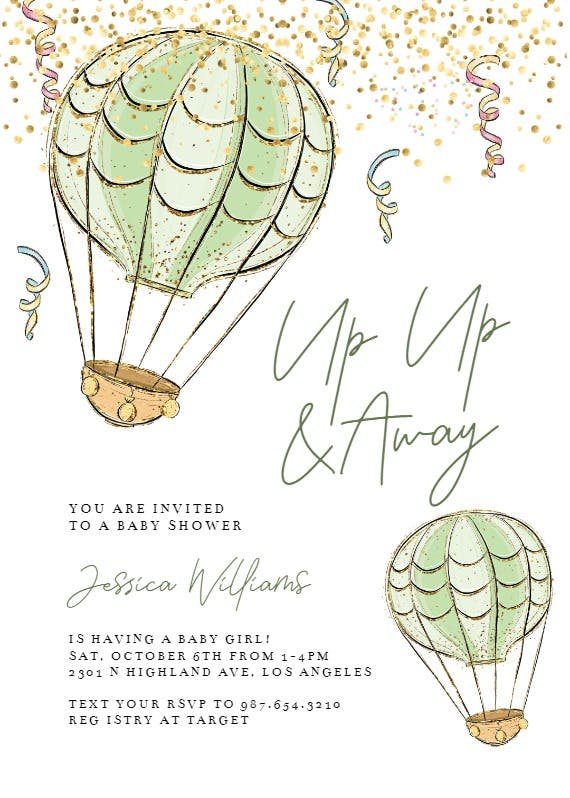 Hot air balloon - baby shower invitation