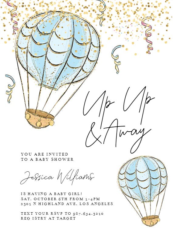 Hot air balloon - baby shower invitation