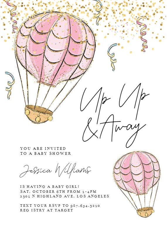 Hot air balloon -  invitación para baby shower