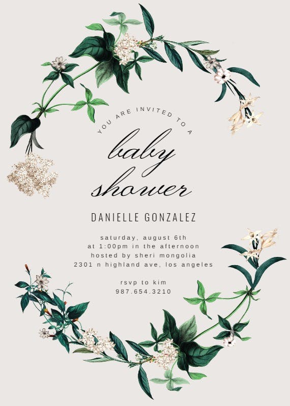 Hydrangea -  invitación para baby shower