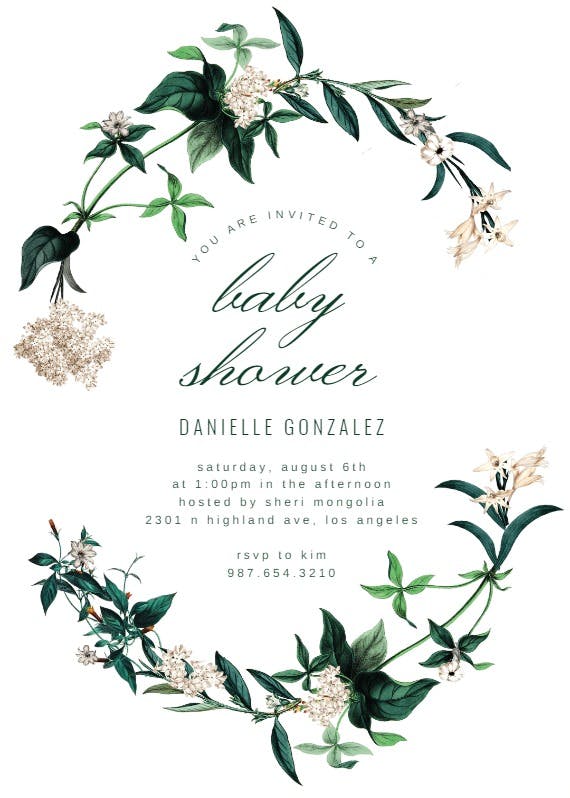 Hydrangea - baby shower invitation