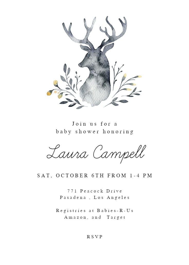 Indigo deer - printable party invitation