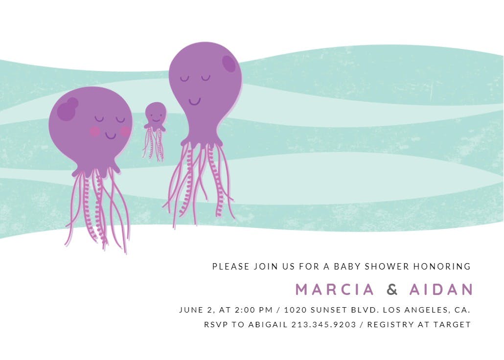 Jelly fish family - baby shower invitation