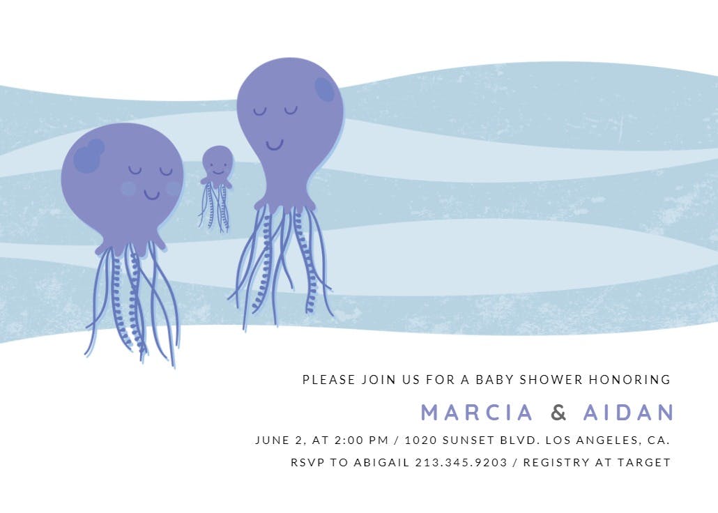 Jelly fish family - baby shower invitation