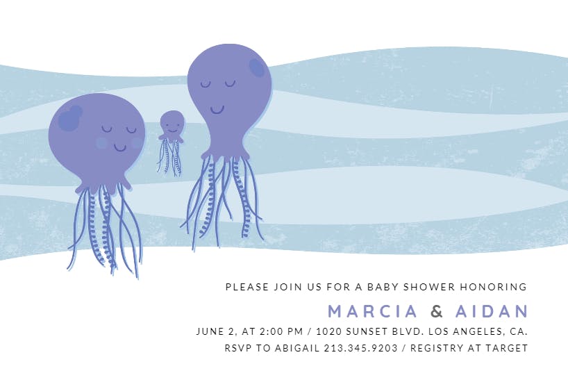 Jelly fish family - baby shower invitation