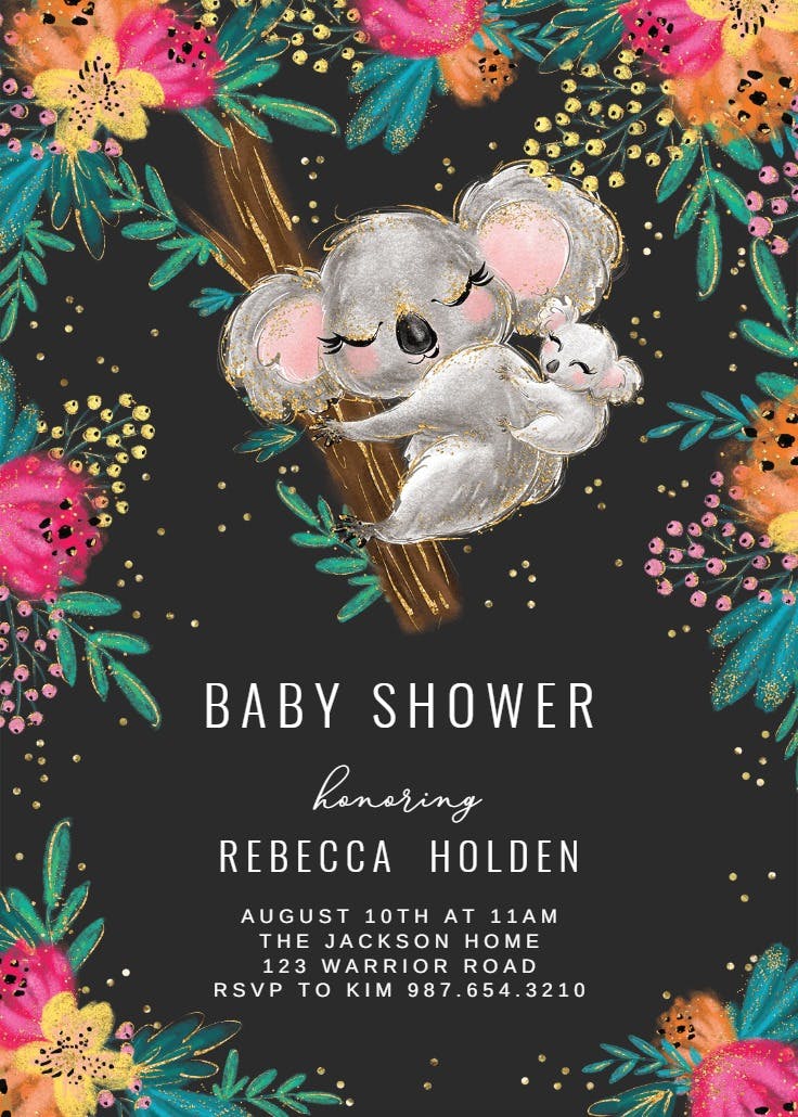 Koala -  invitación para baby shower