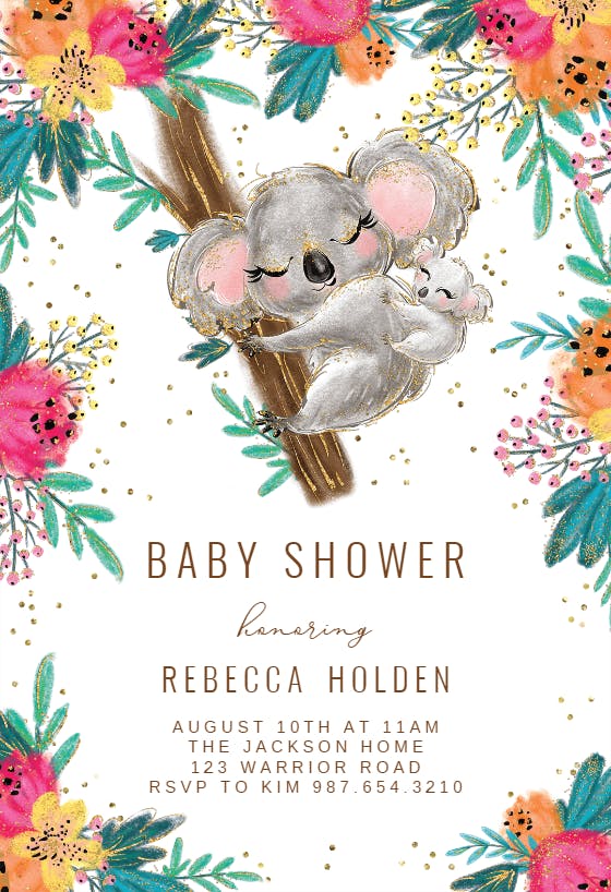 Koala -  invitación para baby shower