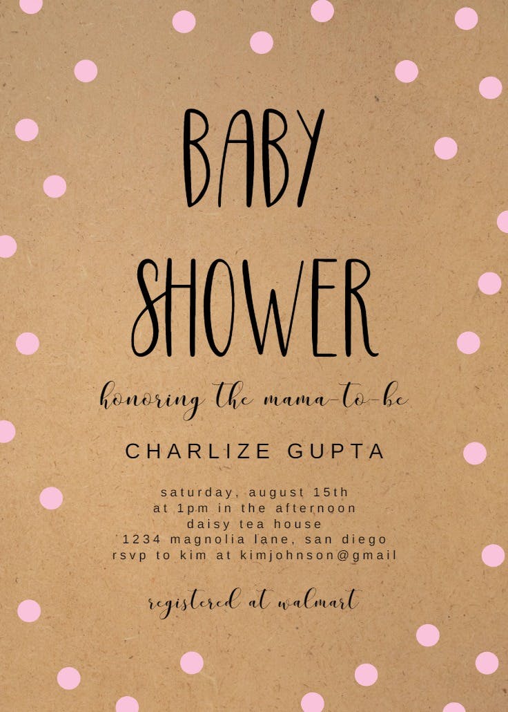 Kraft and dots - baby shower invitation