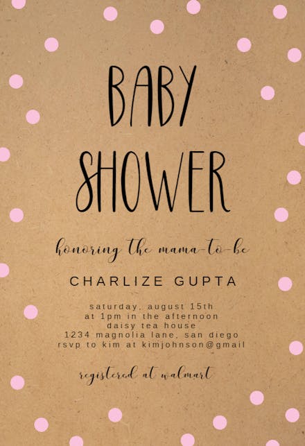 Kraft And Dots - Baby Shower Invitation