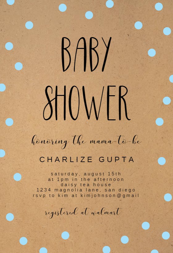 Kraft and dots -  invitación para baby shower