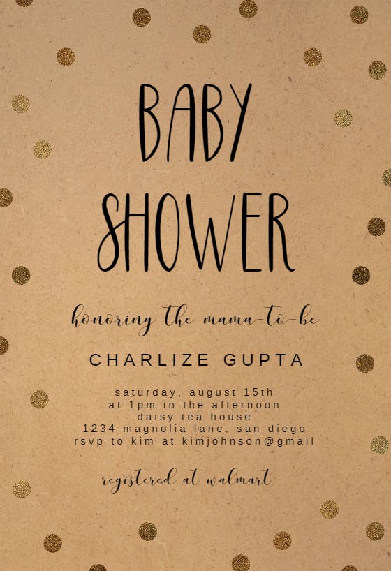 Kraft and dots - baby shower invitation