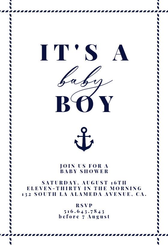 Nautical - Baby Shower Invitation Template (Free) | Greetings Island