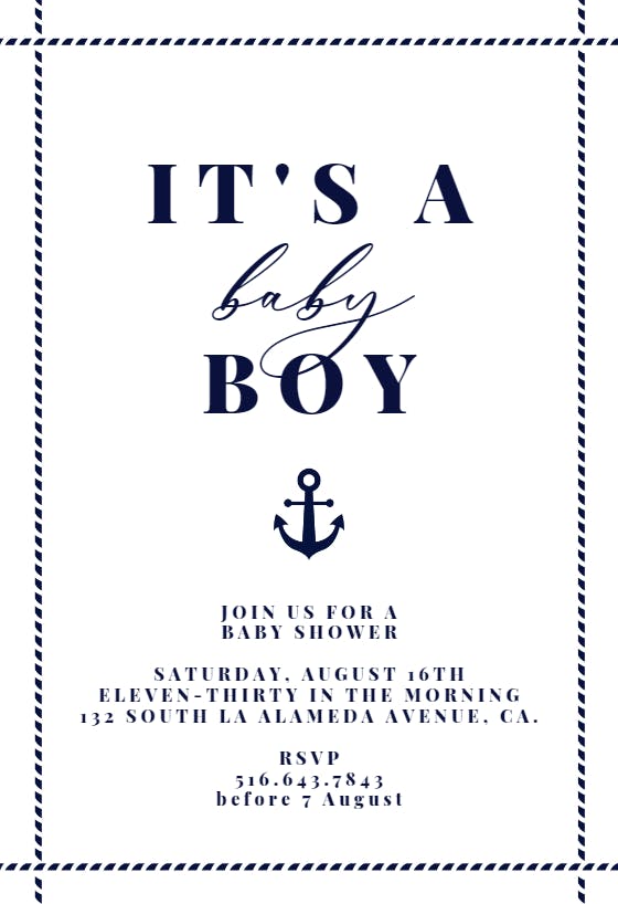 Kraft nautical -  invitación para baby shower de bebé niño