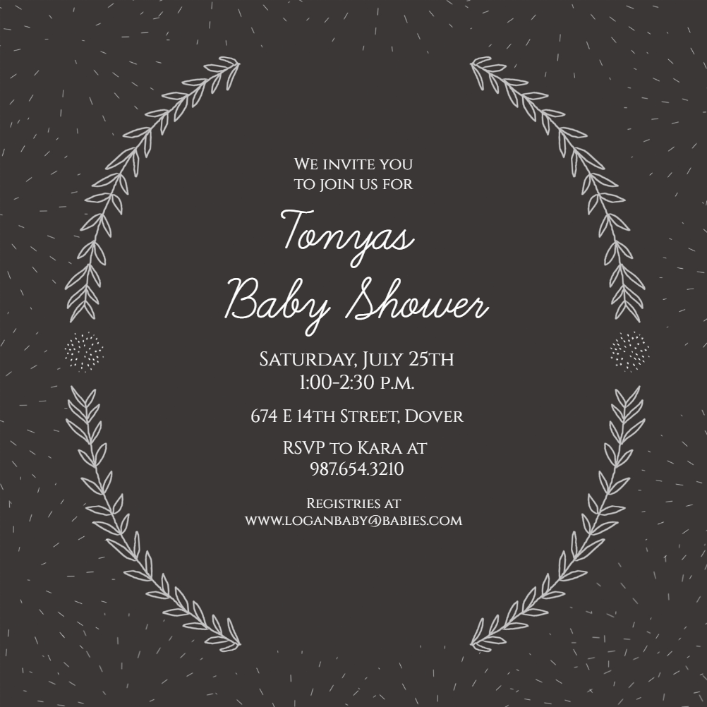 Laurel Simplicity Baby shower invitation Template (Free) Greetings