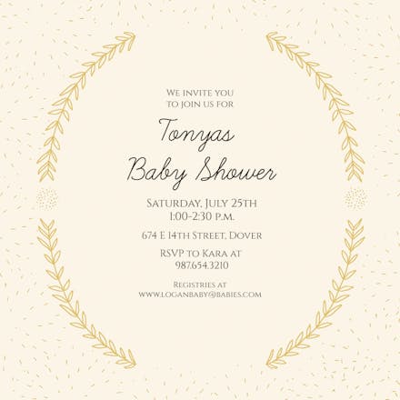 Laurel Simplicity - Baby Shower Invitation Template (Free) | Greetings ...