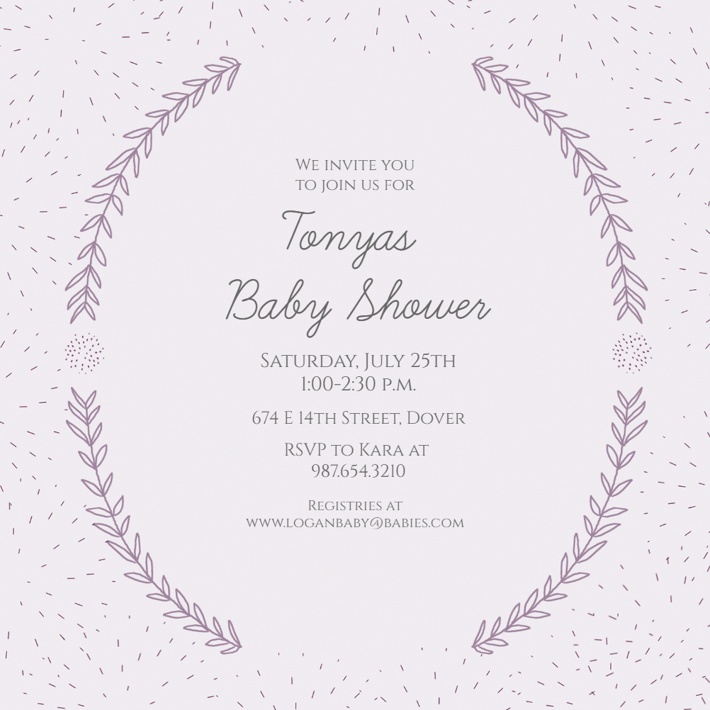 Laurel Simplicity Baby shower invitation Template (Free) Greetings
