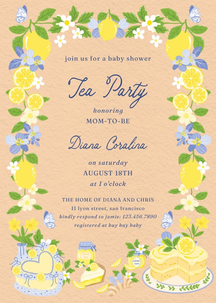 Lemons, baby! - baby shower invitation