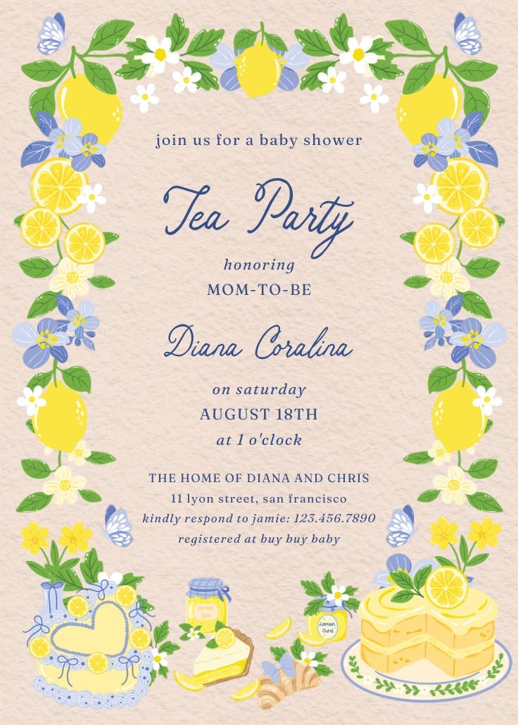 Lemons, baby! - baby shower invitation