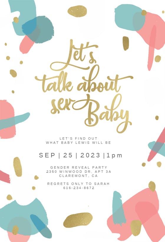 Lets Talk About Gender Reveal Invitation Template Free Greetings Island 1167