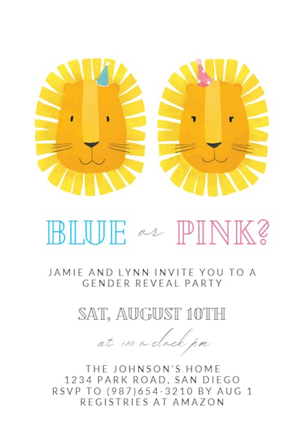 Lion - Gender Reveal Invitation
