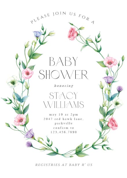 Spring Flowers - Baby Shower Invitation Template (Free) | Greetings Island