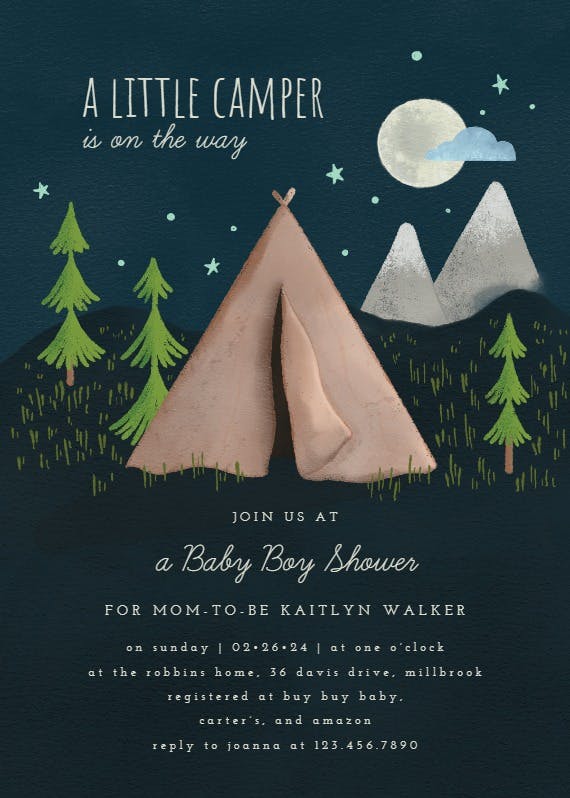 Little camper - baby shower invitation