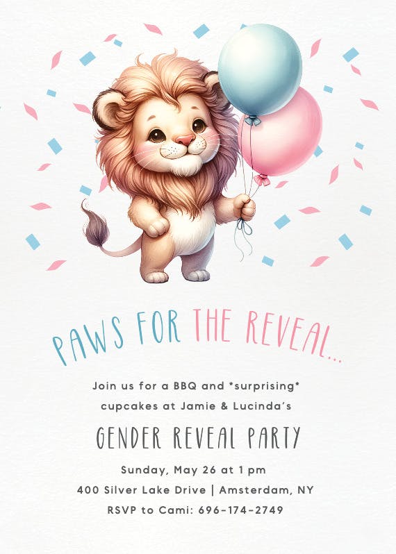 Little cub - gender reveal invitation