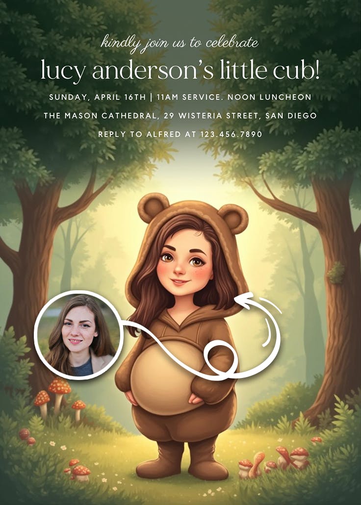 Little cub on the way -  invitación para baby shower