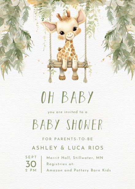 Little giraffe - baby shower invitation