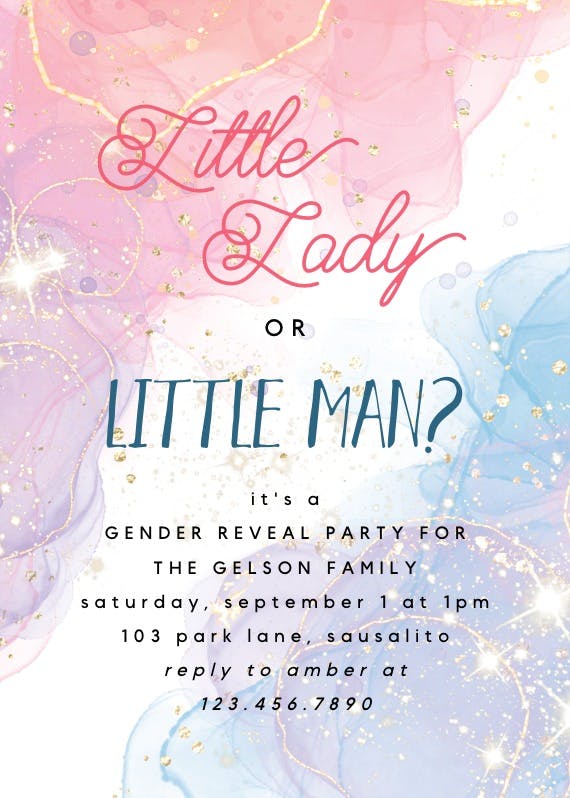 Little lady or little man - gender reveal invitation