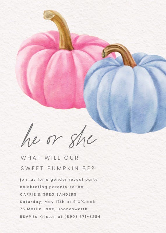 Little pumpkin - gender reveal invitation