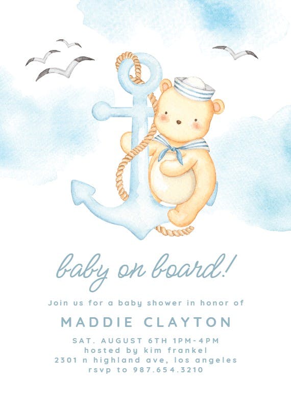 Little sailor - baby shower invitation