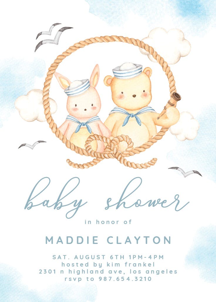 Little sailors -  invitación para baby shower