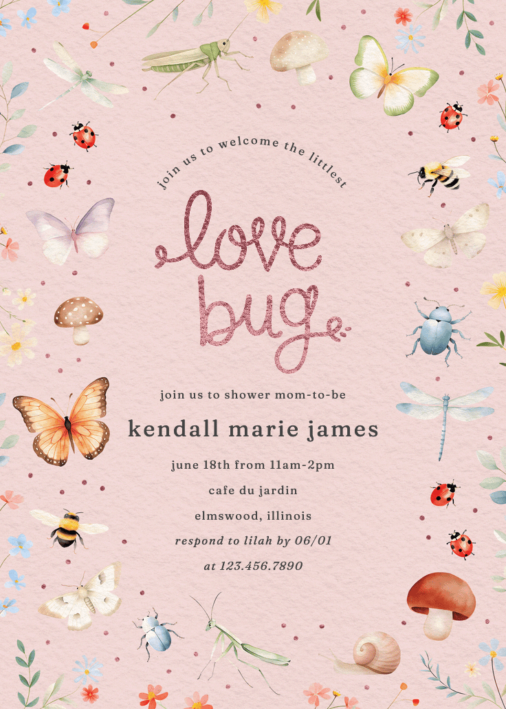 Love bug -  invitación para baby shower