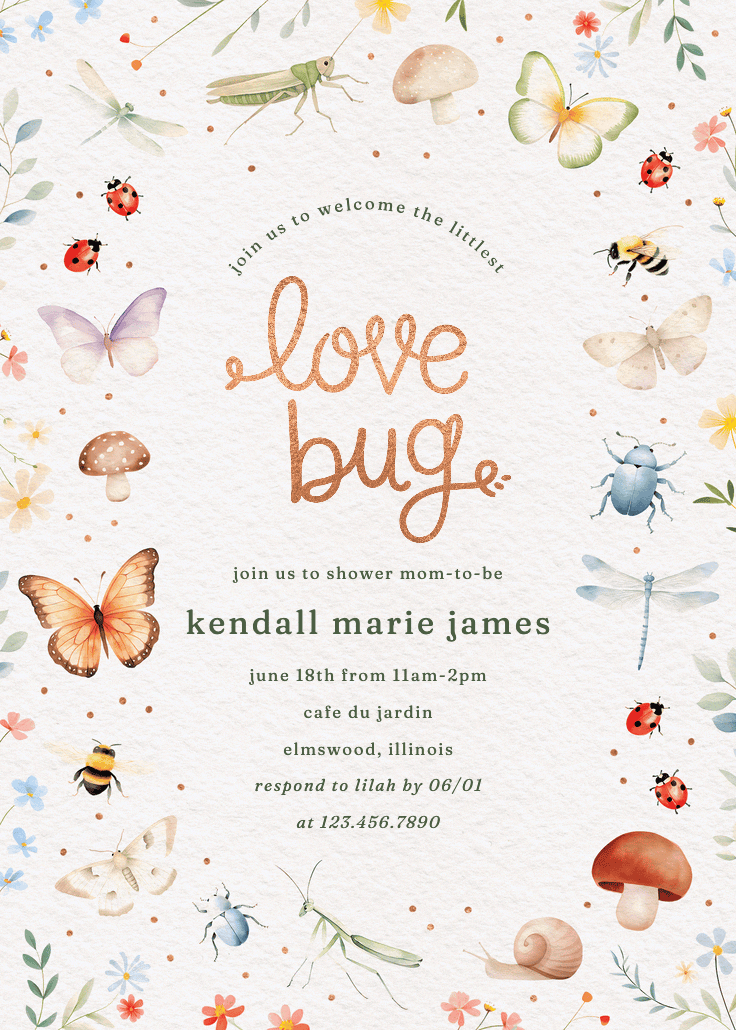 Love bug - baby shower invitation