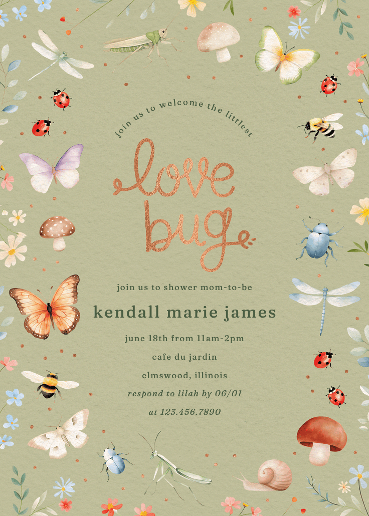Love bug - baby shower invitation