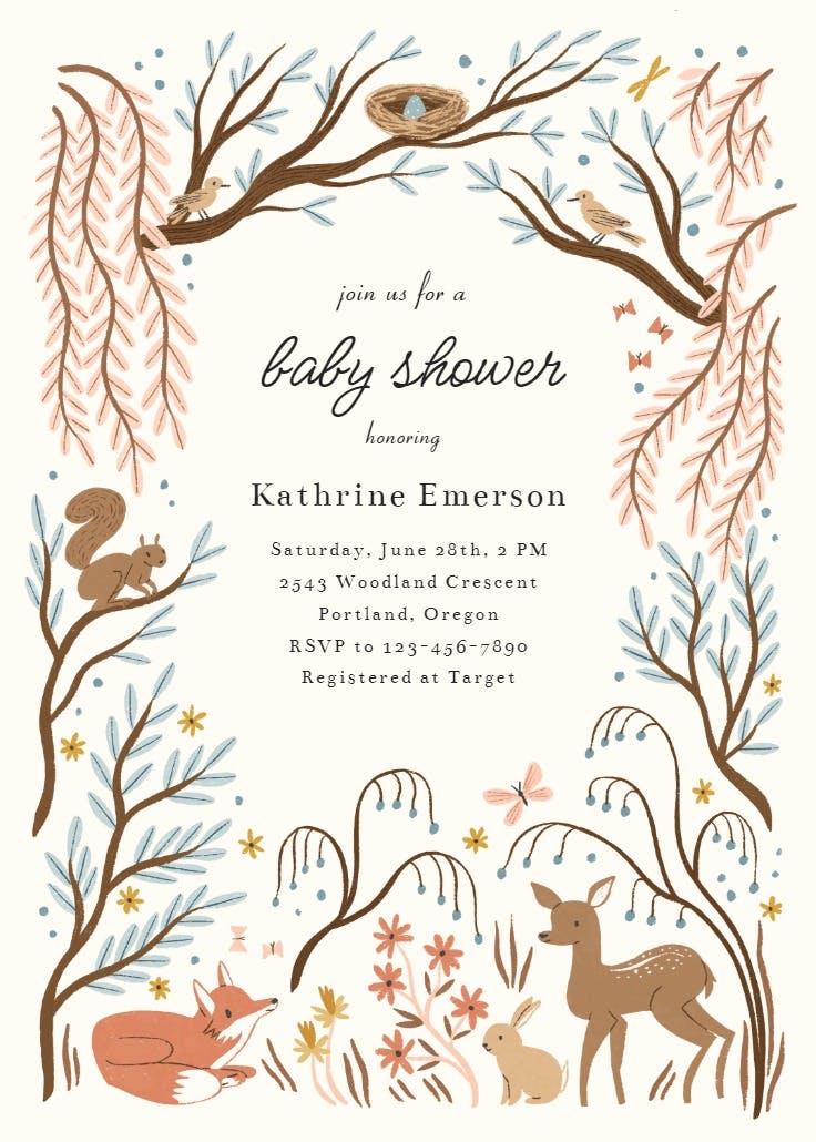 Magical forest - baby shower invitation