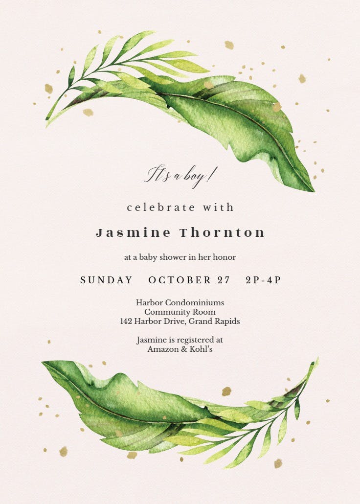 Magical greenery - invitación para una luau