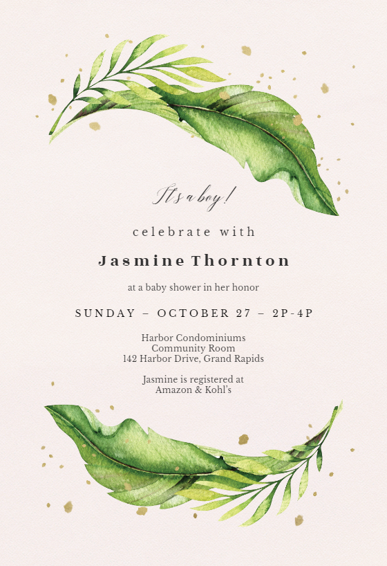 greenery baby shower invitations free