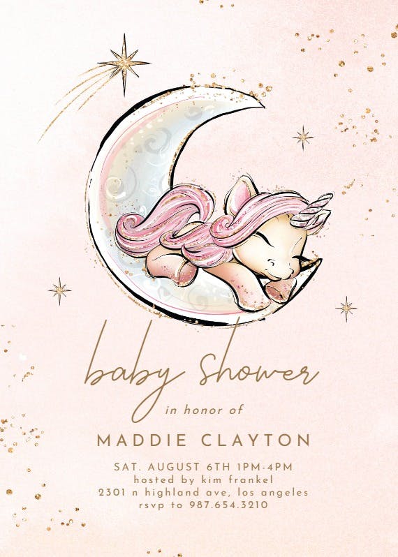 Magical moon -  invitación para baby shower de bebé niña gratis