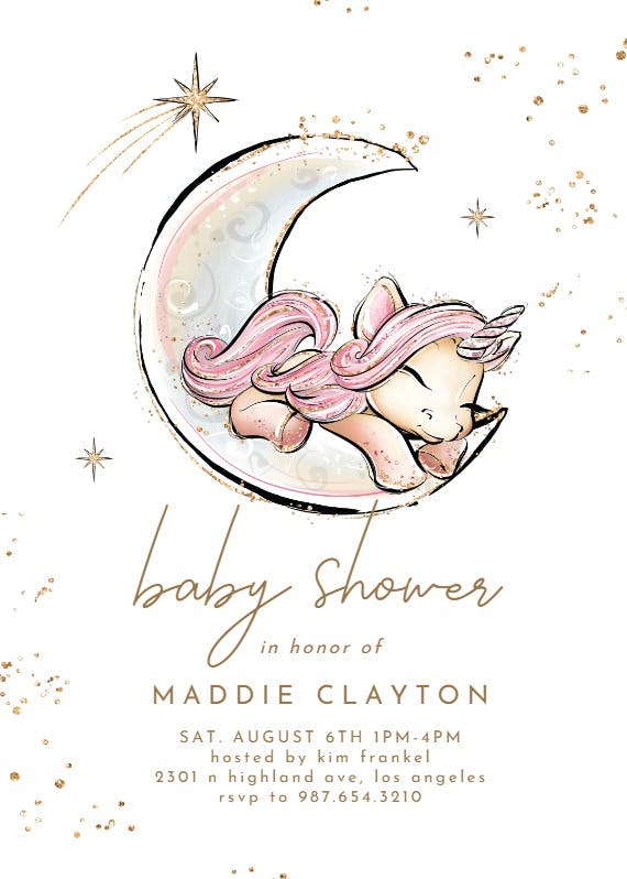 Magical moon -  invitación para baby shower de bebé niña gratis