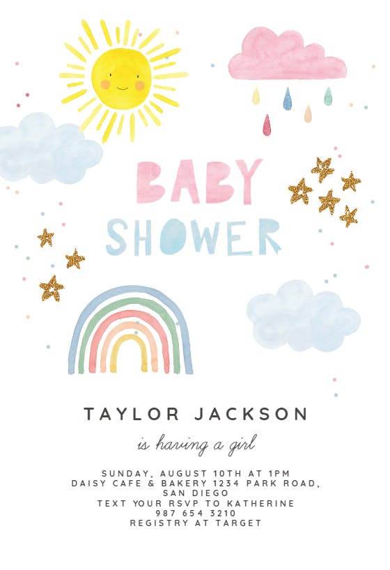 Magical rainbow -  invitación para baby shower